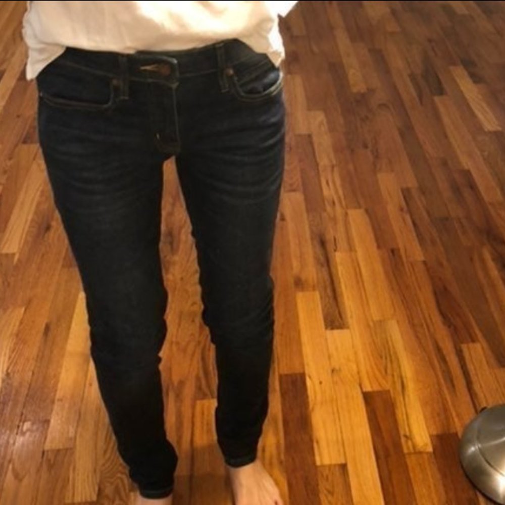 MUJI Dark Denim Skinny Jeans Mid Rise Stretch Size 23 | Fits 23–24 Waist